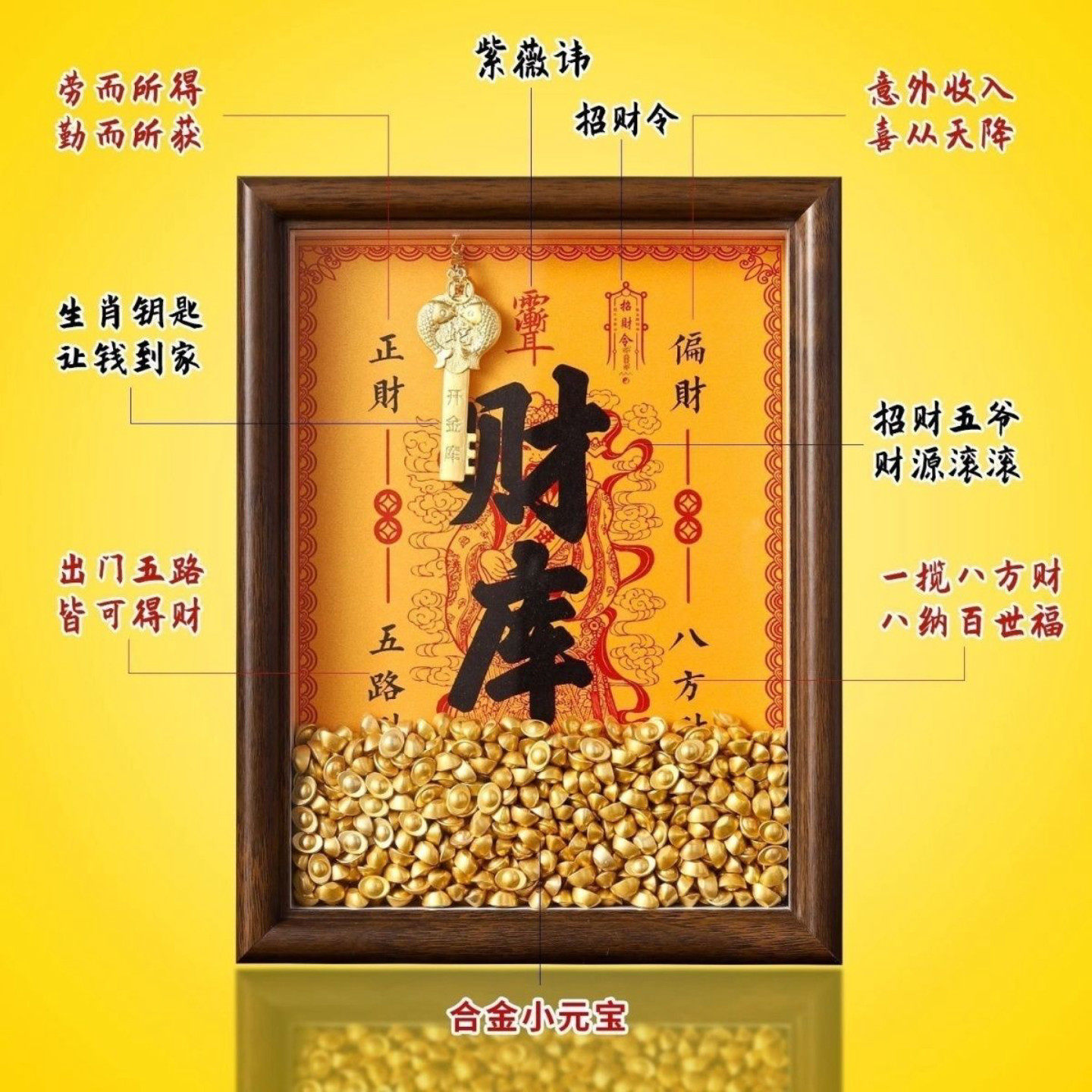 财库财神十二生肖金钥匙正品招财2026新款财神财库摆件