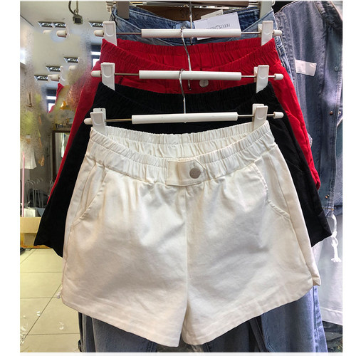 松紧腰短裤女短裤阔腿裤