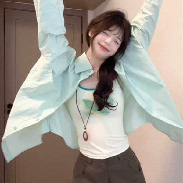 绿色蝴蝶结印花吊带女夏季