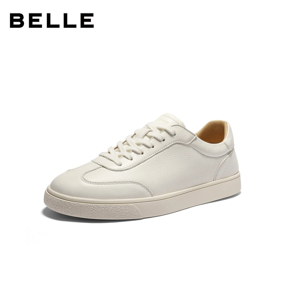 百丽男士休闲板鞋牛皮德训鞋