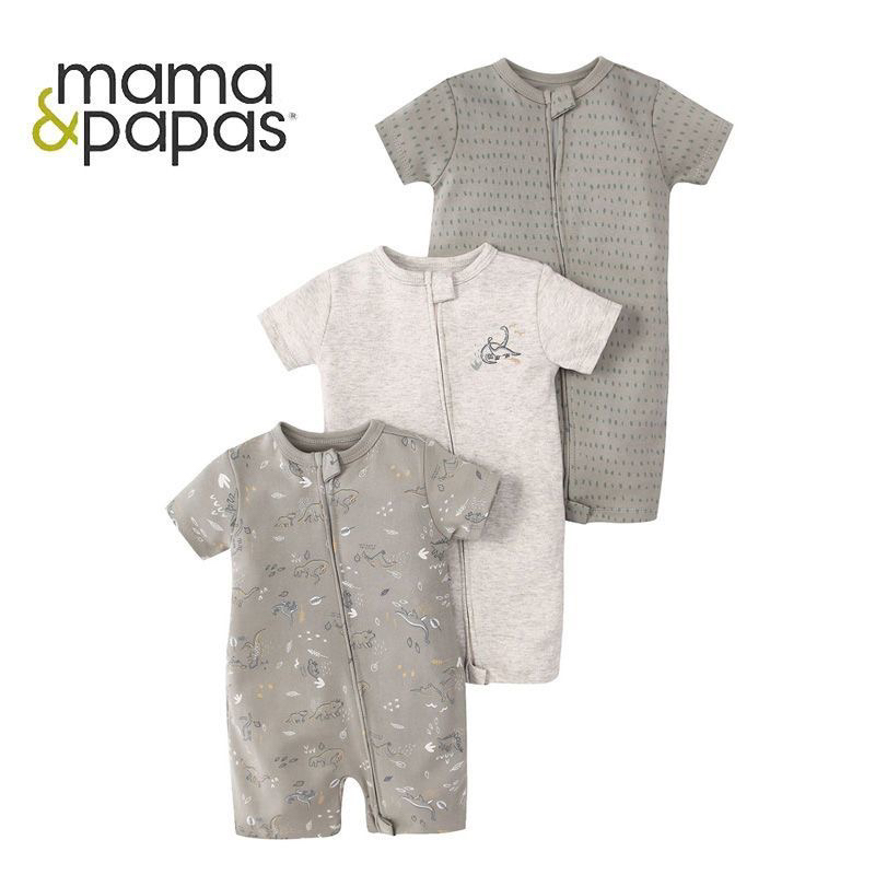 mamaspapas婴儿拉链连体衣短袖