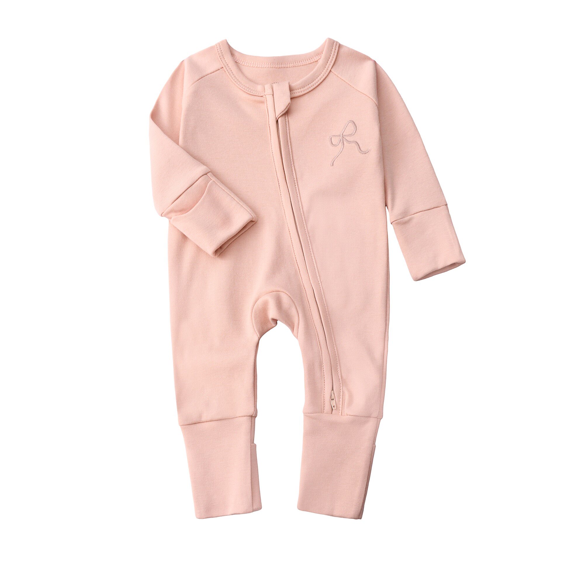 2026新款婴儿拉链连体衣包手纯棉a类宝宝包脚爬服防抓脸衣服ins风