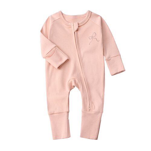2026新款婴儿拉链连体衣包手纯棉a类宝宝包脚爬服防抓脸衣服ins风