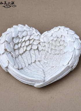 天使之翼翅膀白色爱心羽毛树脂支架水晶球底座座托家居装饰摆件品