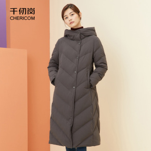 千仞岗2023秋冬女士连帽过膝长款 羽绒服 连帽外套加厚保暖反季