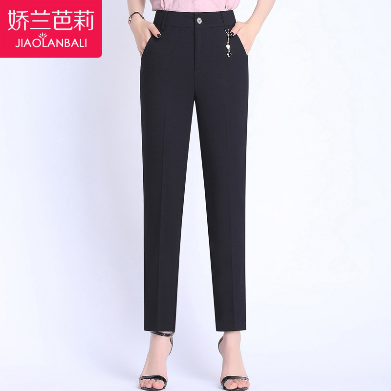 妈妈九分裤女夏季薄款高腰直筒中年女装裤子宽松夏装棉中老年女裤