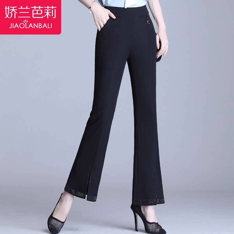 夏季薄款微喇叭裤中老年人女装2020年新款中年妈妈女裤夏装九分裤