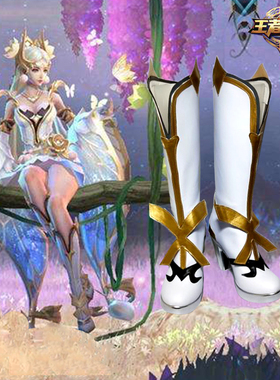 王者荣耀 貂蝉 金色仲夏夜 白色蝴蝶梦cos鞋 cosplay鞋来图定制定