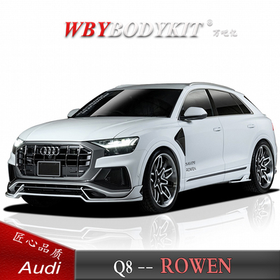 奥迪Q8S-Line改装小包围ROWEN狼炎款前唇侧裙后唇尾翼Q8改装套件