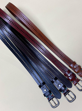 牛太古女士皮带头层真皮牛皮韩版休闲针扣百搭镂空柔韧情侣款腰带