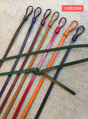 皮带女士头层牛皮皮带韩版百搭腰带2099#1.0宽头层牛皮植鞣革皮带