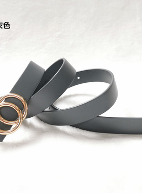 女头层牛皮百搭简约腰带TG2.5素面板扣-1配连衣裙牛仔裤带