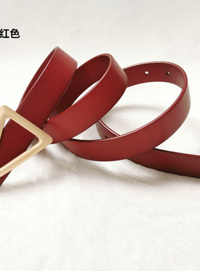 女士头层牛皮皮带韩版百搭TG2.5素面板扣-6头层牛皮植鞣革腰带