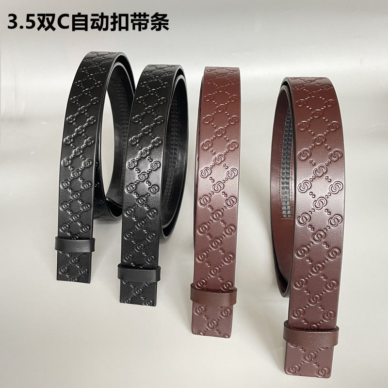 男士头层牛皮皮带简约百搭皮带3.5双C休闲百搭自动扣带条