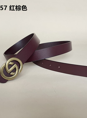 男女士皮带整张牛皮切割头层牛皮百搭腰带11957#2.8宽植鞣革裤带