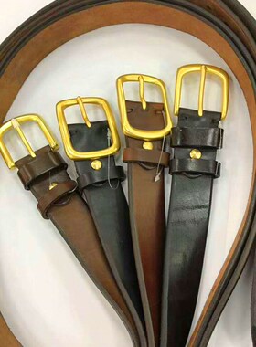 皮带男牛皮腰带男中年青年男士裤带针扣22084加加厚皮铜扣