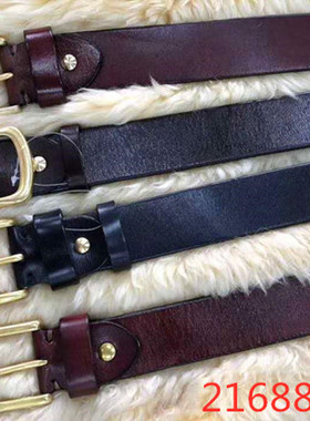 太古皮带男头层牛皮针扣21688#4.0宽加厚皮配铜扣休闲简约裤带