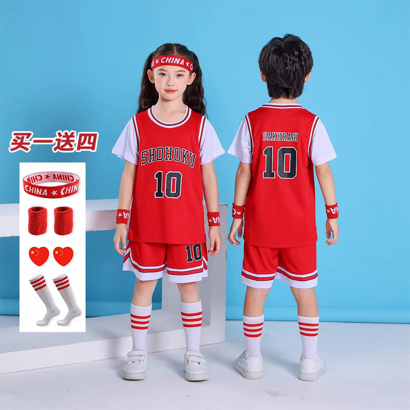 灌篮高手背心儿童篮球服樱木花道10号假两件短袖班服专业运动速干