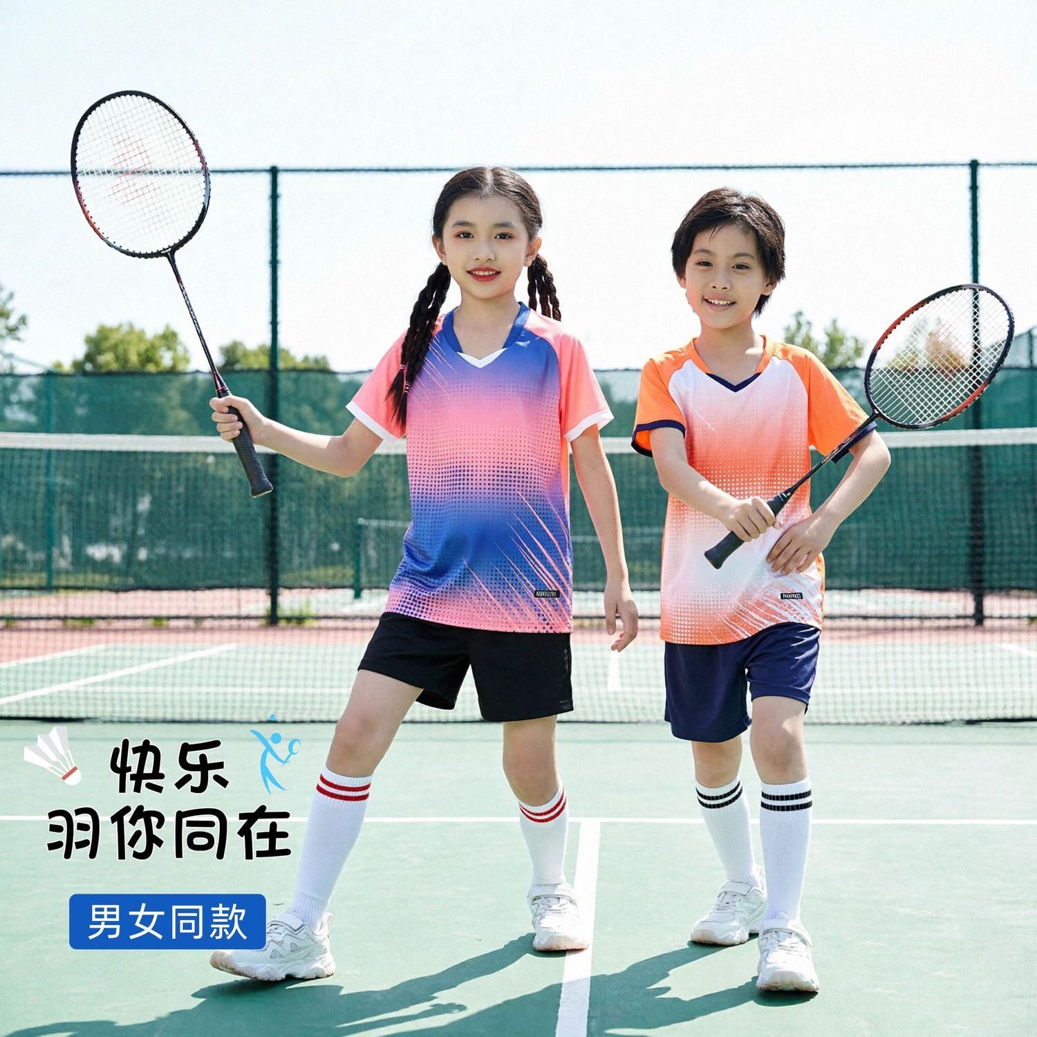 儿童羽毛球服套装训练服羽毛球运动服女童乒乓球衣短袖短裤网球服