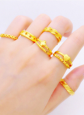 戒指女士开口仿黄金24k色饰品