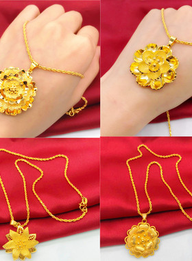 仿金项链饰品女 越南沙金大花吊坠 仿真镀金婚庆新娘首饰久不掉色