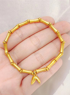 女士镀金复古古法传承竹节手链