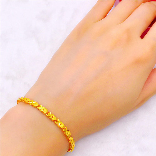 仿黄金时尚风久不掉色心形手链