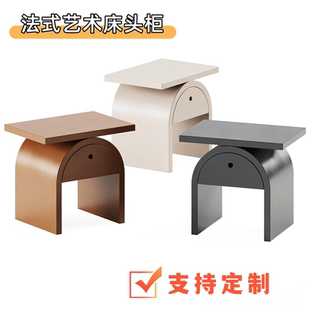 法式烤漆床头柜样板间实木收纳柜客厅沙发边柜装饰柜床边柜定制