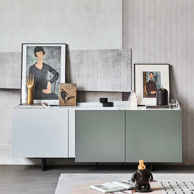 新品钢琴烤漆餐边柜现代简约茶水柜极简艺术玄关储物柜地柜