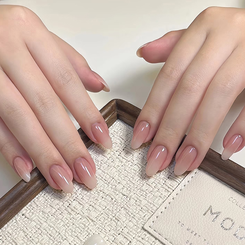 纯手工裸色穿戴甲短款纯欲显白