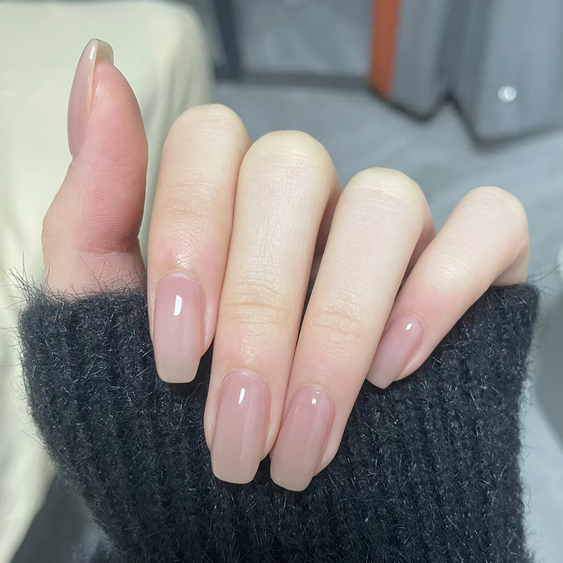 手工裸色穿戴甲短款百搭显白