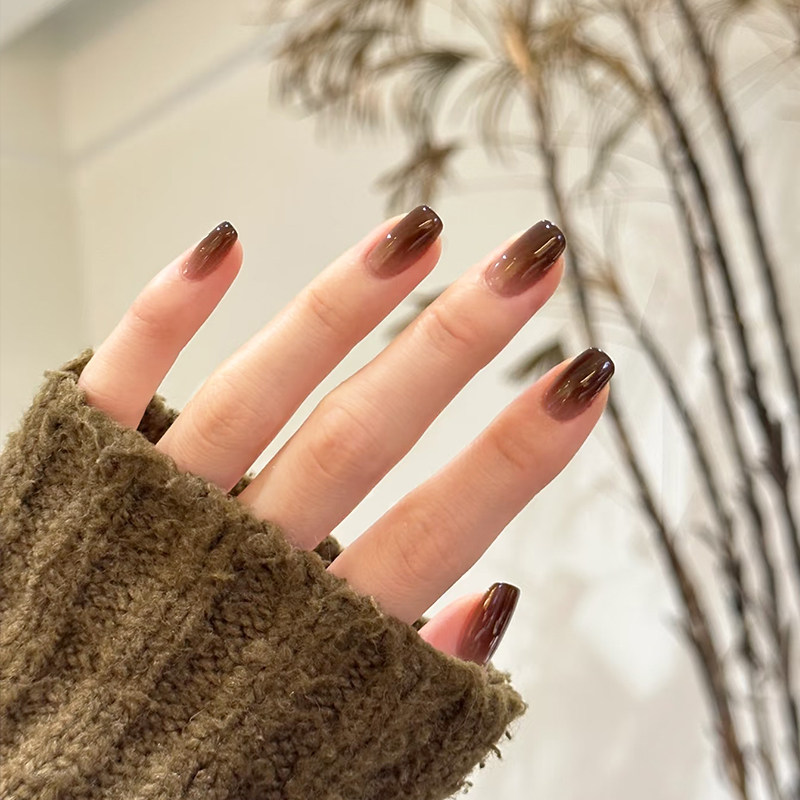 纯手工棕色渐变美甲穿戴甲短款2025新款秋冬高级感美拉德显白甲片,彩妆/香水/美妆工具,穿戴甲/甲片,淘宝优惠券,粉丝福利购,淘宝优惠卷