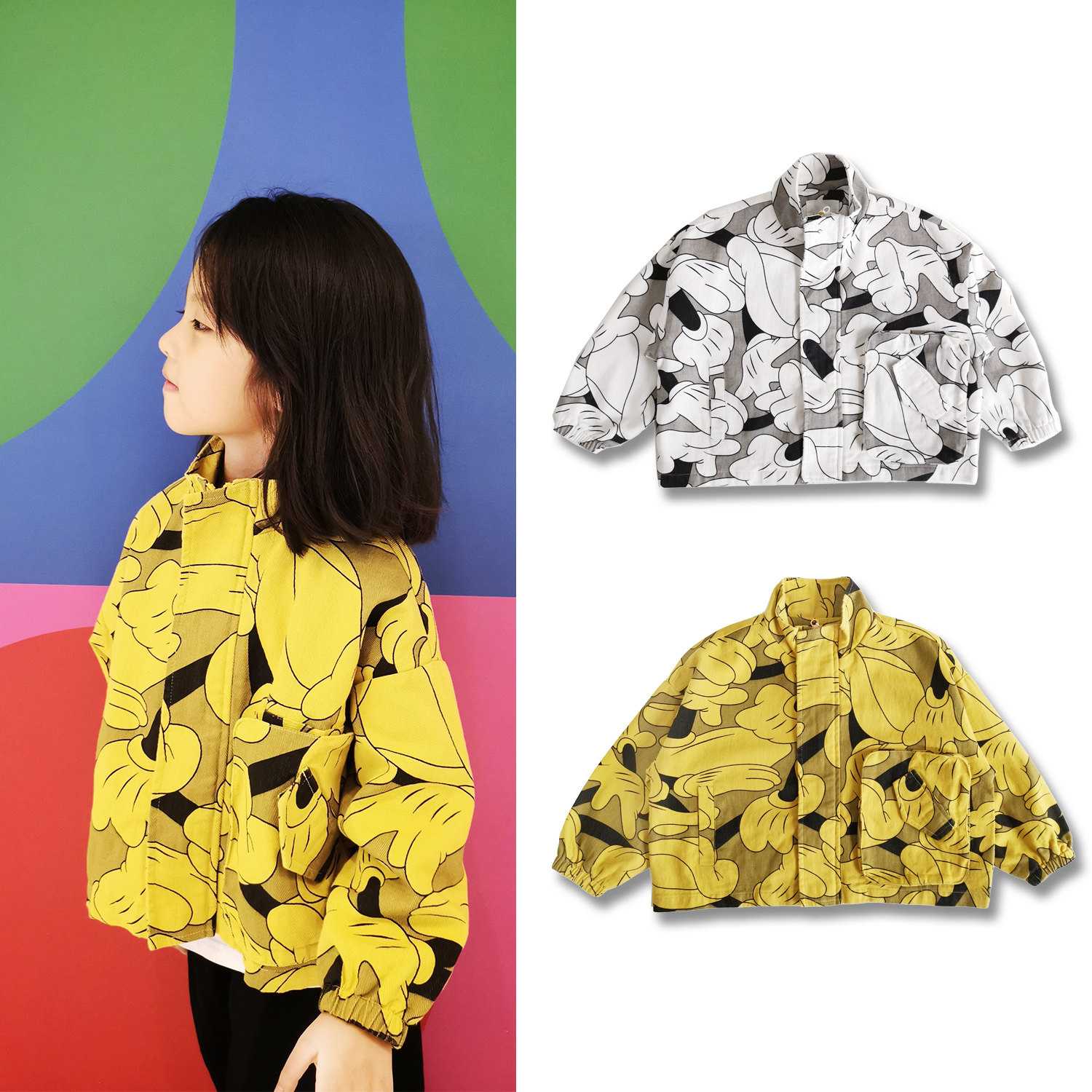 儿童牛仔外套春秋洋气工装潮嘻哈超萌帅气时髦百搭卡通男女童夹克