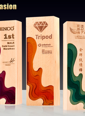 实木奖杯定制定做水晶木质高档创意荣誉牌年终奖牌纪念品刻字年会