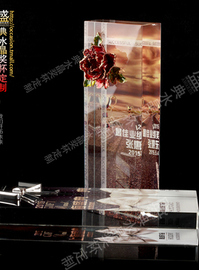 奖杯 水晶 定制奖牌 创意授权牌 水晶彩印奖牌 新款免费刻字年会