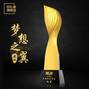 梦想羽翼奖杯定制月度树脂奖杯刻字员工奖杯运动会马拉松业绩冠军