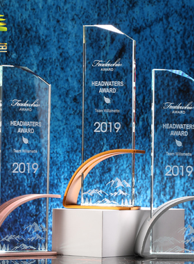 水晶创意金属奖杯大气金银铜荣誉奖牌年会平安刻字定做红色科年会