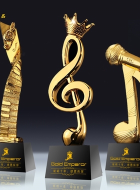 音乐奖杯定制高档水晶金属音符好声音合唱钢琴比赛奖杯金银铜年会