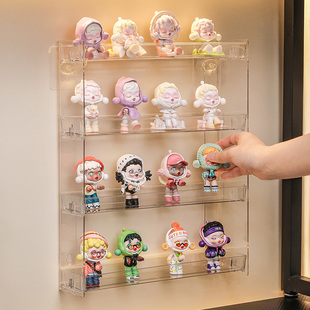 盲盒展示架透明亚克力壁挂式收纳盒适用泡泡玛特手办摆件柜置物架
