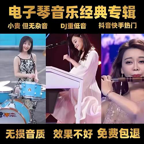 电子琴纯音乐u盘车载重低音DJ抖音架子鼓纯音乐高音质mp3汽车优盘