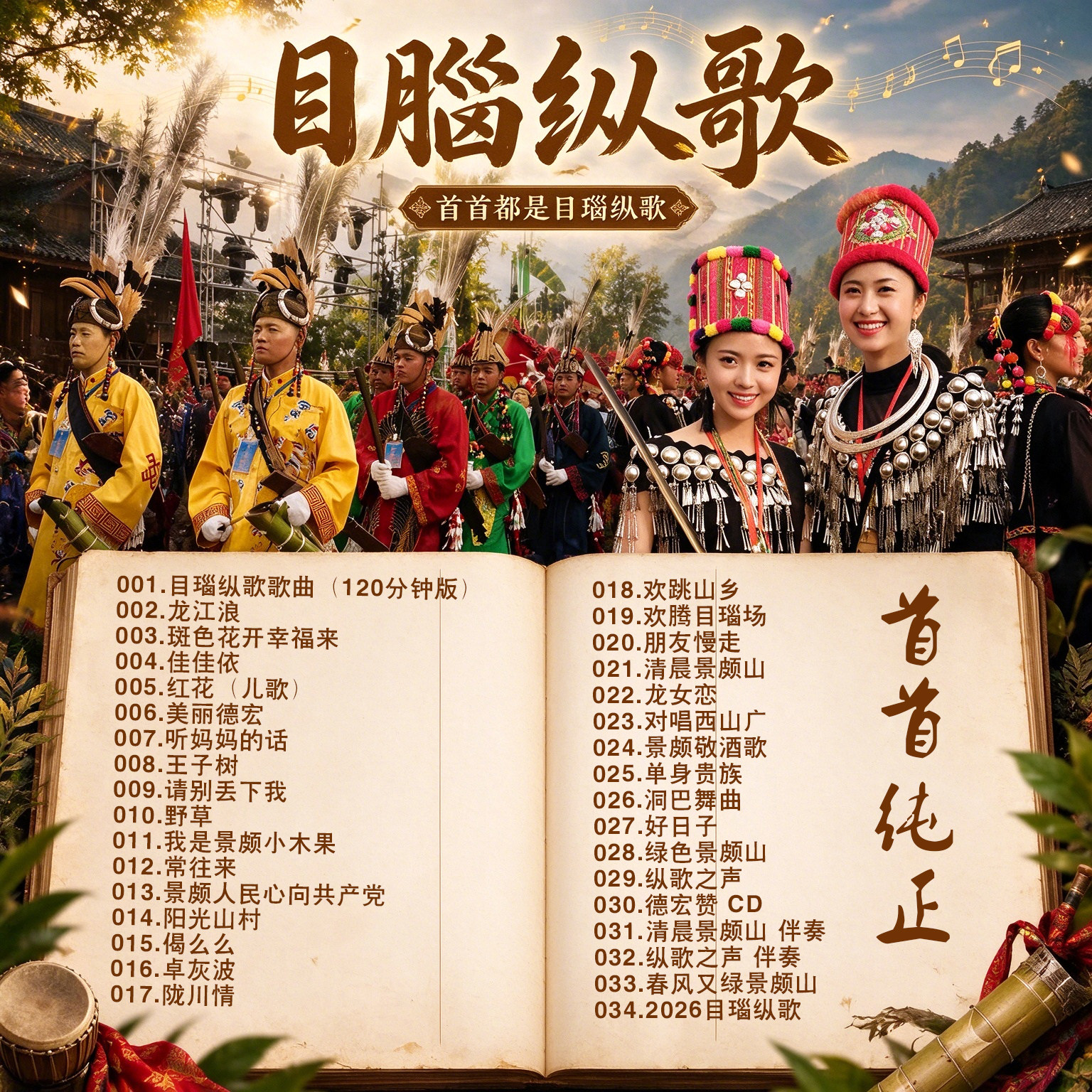 2026已更新目瑙纵歌舞蹈音乐优盘目瑙曲通用音频景颇族歌曲u盘MP3