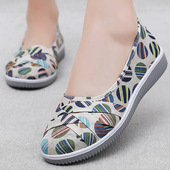 防滑妈妈鞋 新款 一脚蹬懒人鞋 平底帆布透气鞋 春夏老北京布鞋 女单鞋