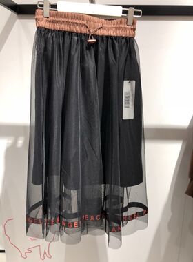 鸟2020春秋款女主啊撞色纱裙A1GF84311中长款半身裙A1GF8431189