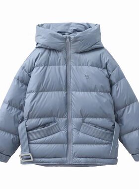 鸟短款收腰羽绒女2023冬装黑色亮面白鸭绒面包服外套A1AC94309