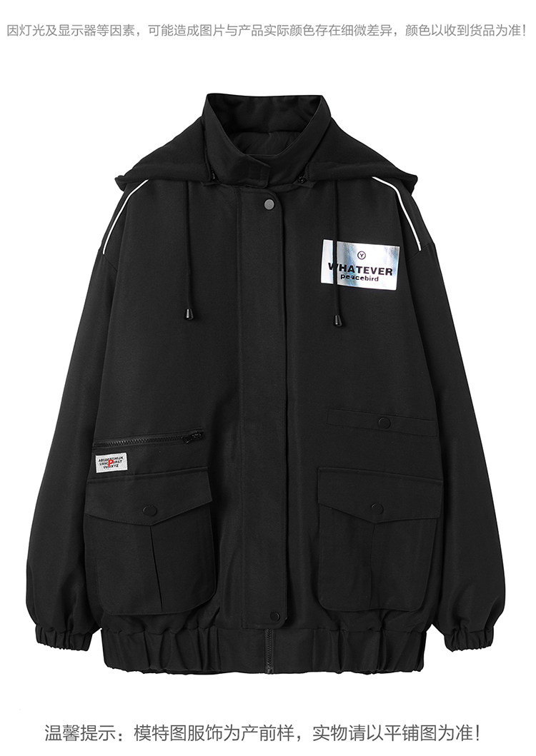 2020冬鸟outlets工装风棉服女AWAB8471316立领小个子ins拉链街头