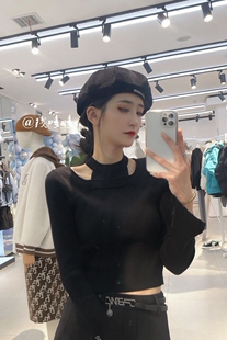 修身 鸟时尚 上衣长袖 镂空锁骨套头衫 性感A1EEC1202 2023早春新款