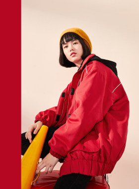2021秋冬男女情侣工装风连帽棉服女冬装立领小个子加厚ins外套