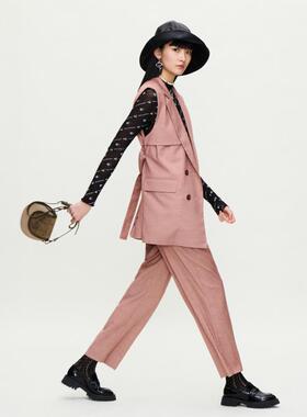 2021秋A1GBA3301经典灰粉色季斯文西装裤A1GBA330112