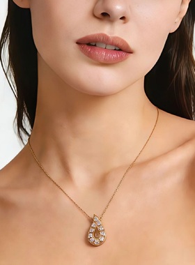 FOLO培育钻石水滴锁骨链超闪