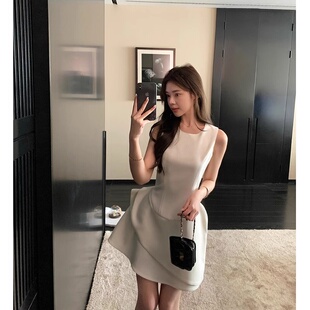 但你富家千金风MIU系连衣裙女小香风高级感无袖背心小白裙butyou
